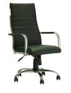 SILLON OFICINA DAKOT 3300 GRANDE BASE CROMADA CUERO NEGRO. 5333123