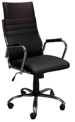 SILLON OFICINA DAKOT 3100 GRANDE BASE CROMADA CUERO NEGRO. 5313123